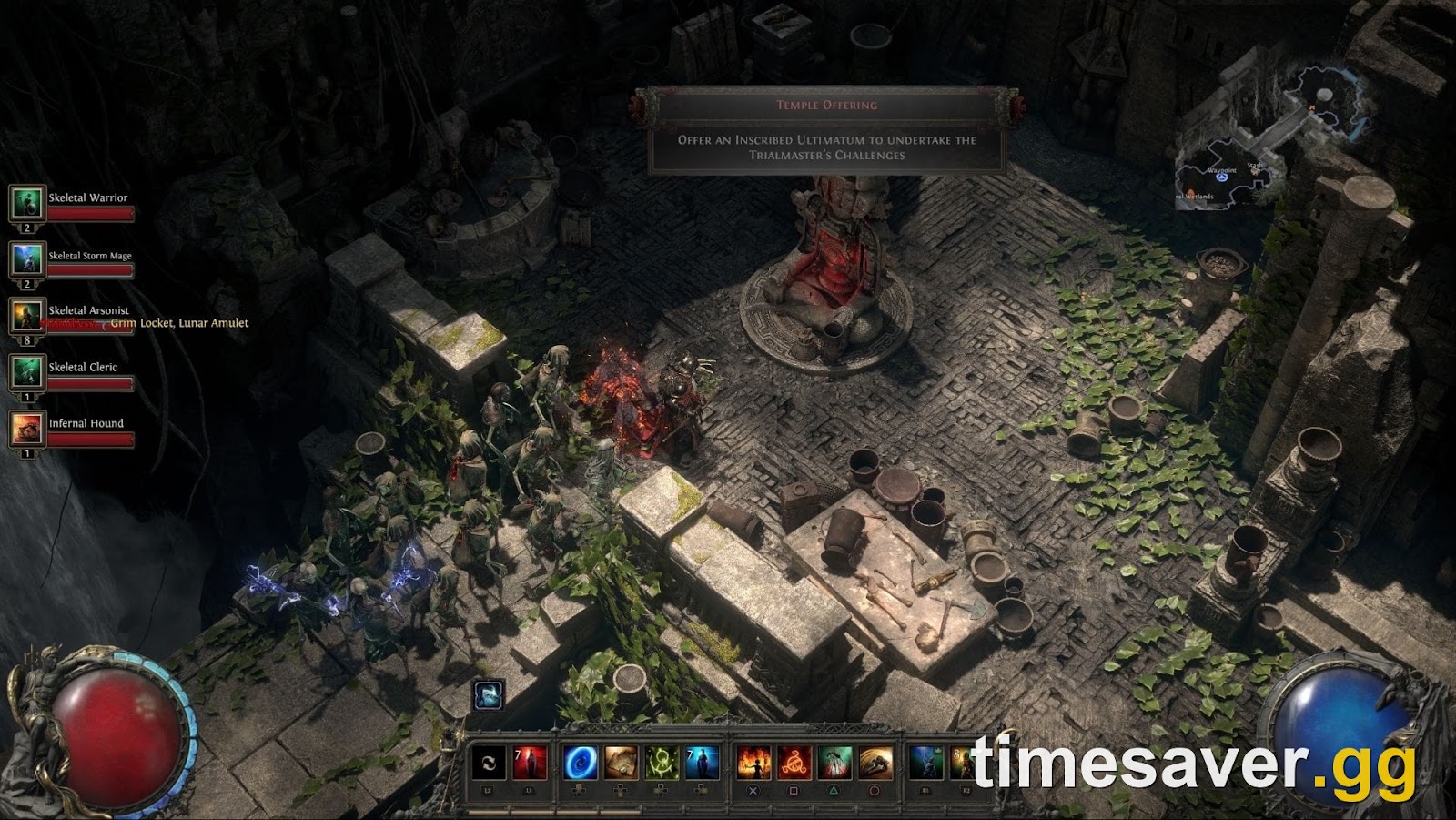 The Temple Offering in the Sanctum of Chaos in PoE2 requesting an Inscribed Ultimatum to start a Trial of Chaos run