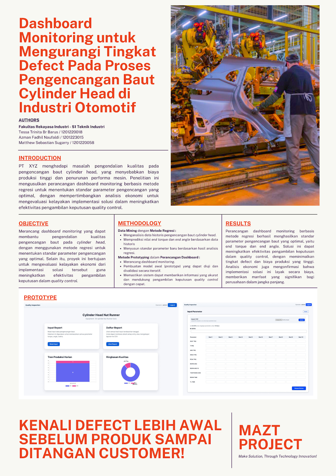 Dashboard Monitoring untuk Mengurangi Tingkat Defect Pada Proses Pengencangan Baut Cylinder Head di Industri Otomotif