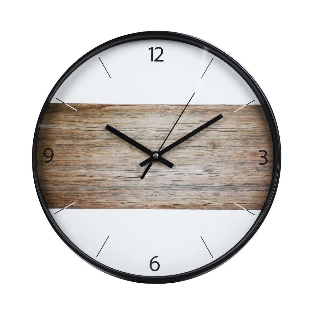 Reloj decorativo de pared Concepts™ diseño de madera, color café/blanco