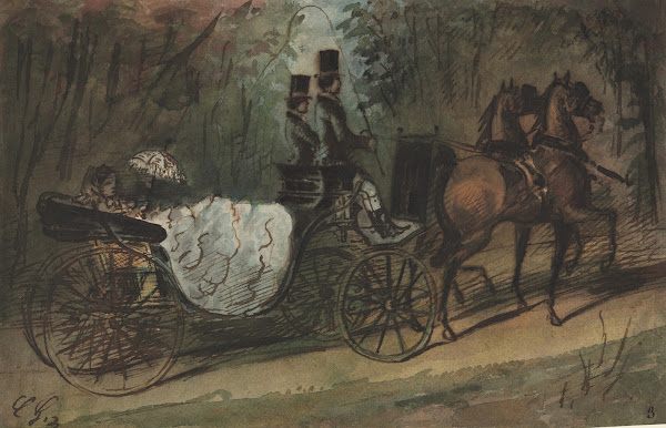 Carriage in the Bois de Boulogne 1800s