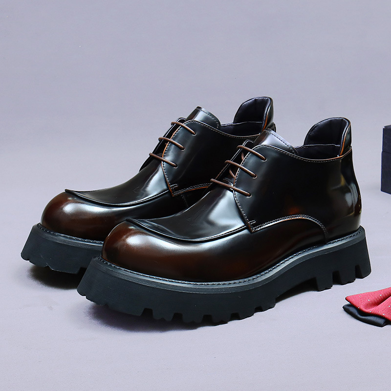 Men's Martin Boots made of Cowhide Leather with Platform Sole