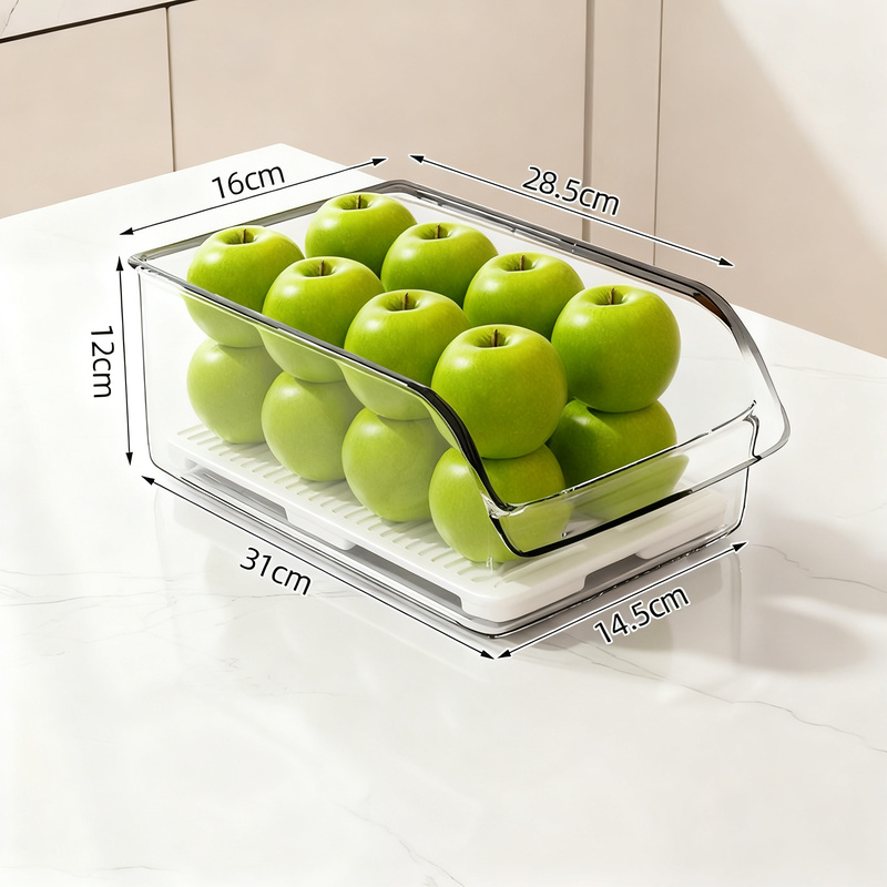Refrigerator drawer made of PET with drainage grid