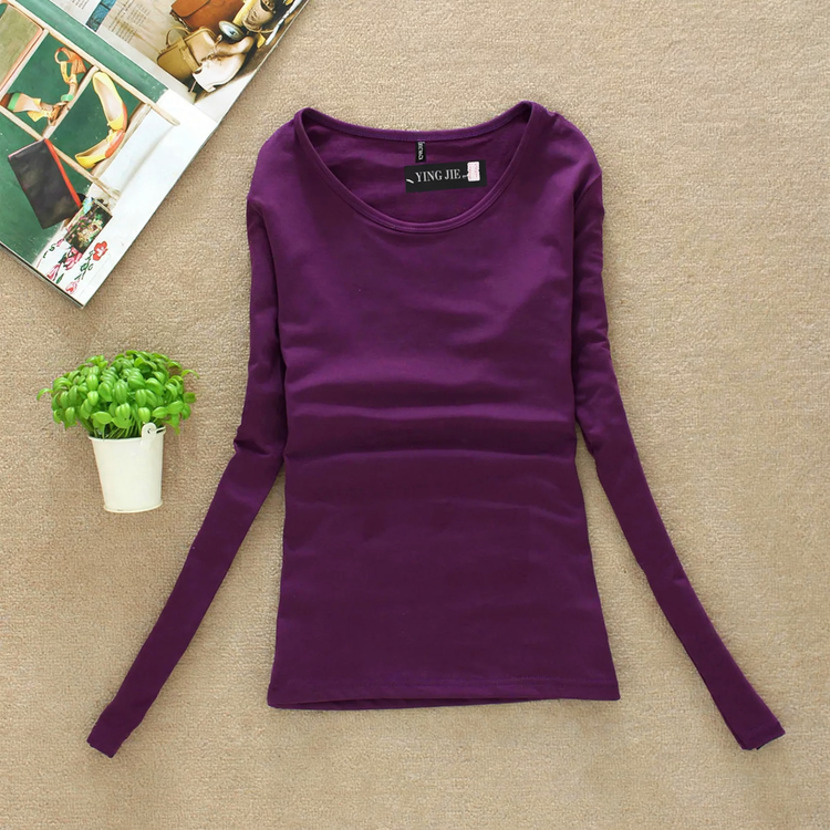 Women's Long Sleeve T-Shirt, Solid Color