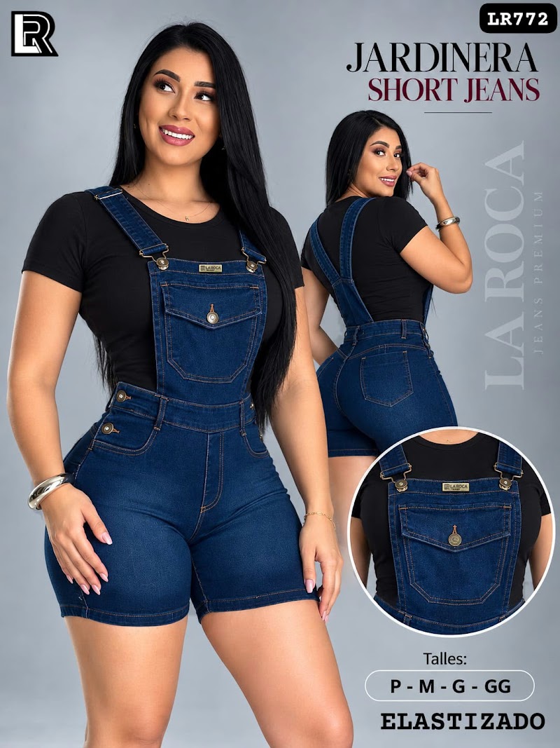 Jardinera short jeans elastizado