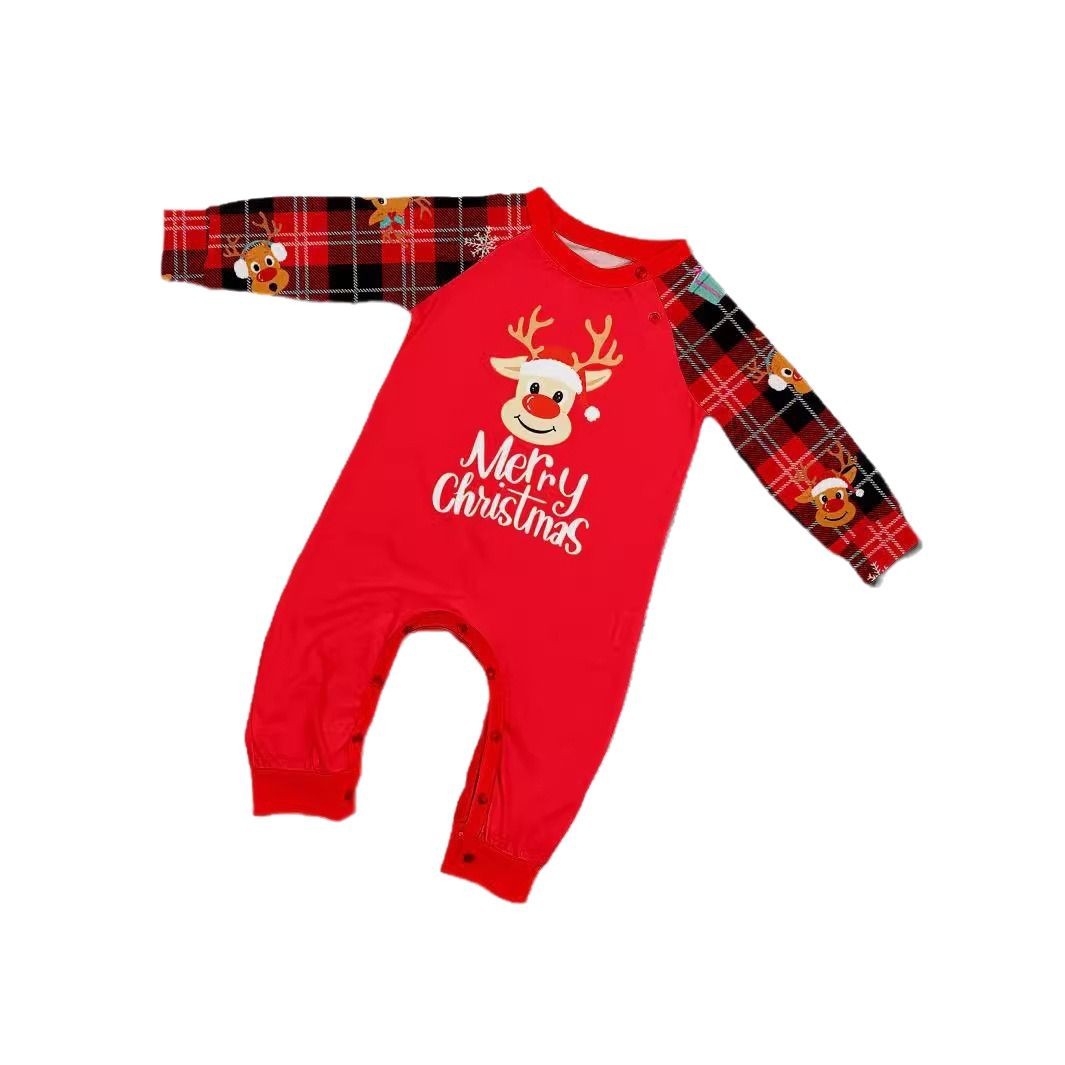 Christmas family pajamas with reindeer and snowflake print