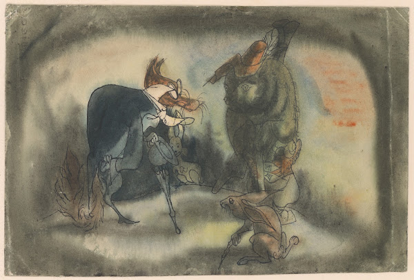 The Meeting of a Lion Is a Hat And a Fox With An Umbrella