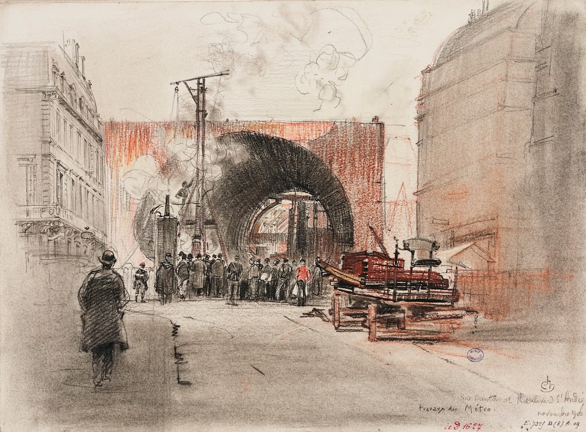 Travaux du métropolitain rue Danton et boulevard Saint André le caisson 6ème arr