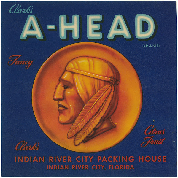 Clarks A Head Brand Fancy Citrus Fruit Label 1930 1950
