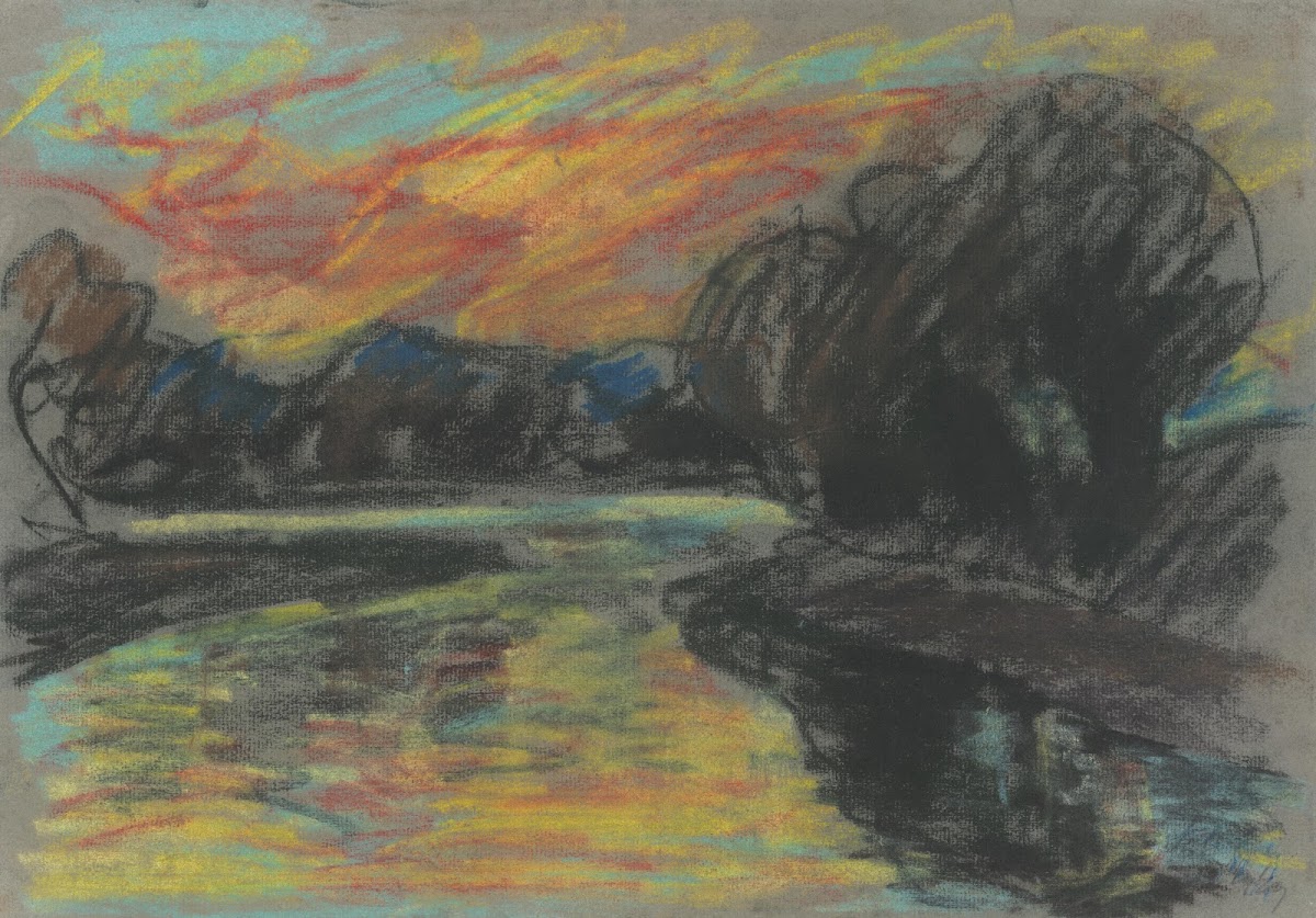 River in a Dark Willow Grove 1929
