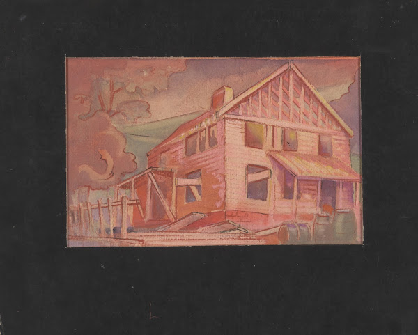 Partially Completed House in Pink Sunset Hues 1934 1943