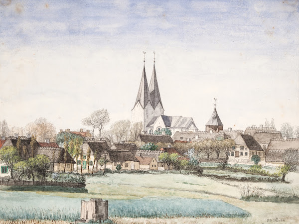 Landsby med kirke Broager 1865  1866