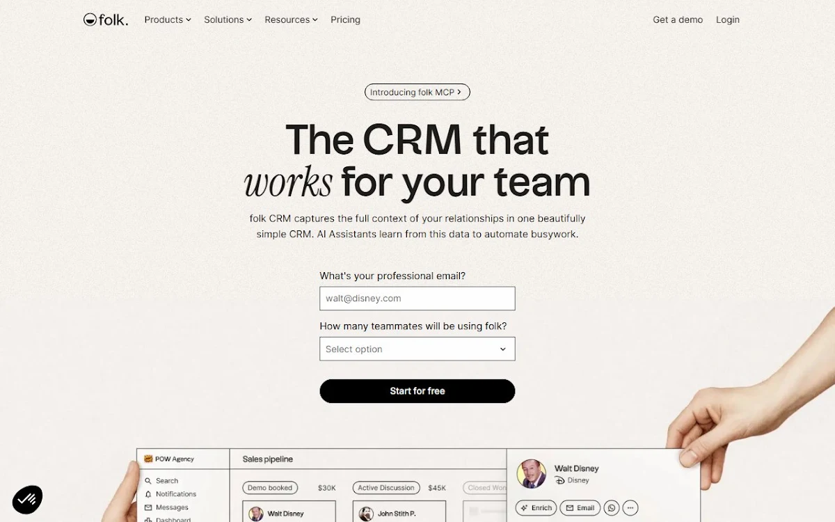 Captura de Folk CRM