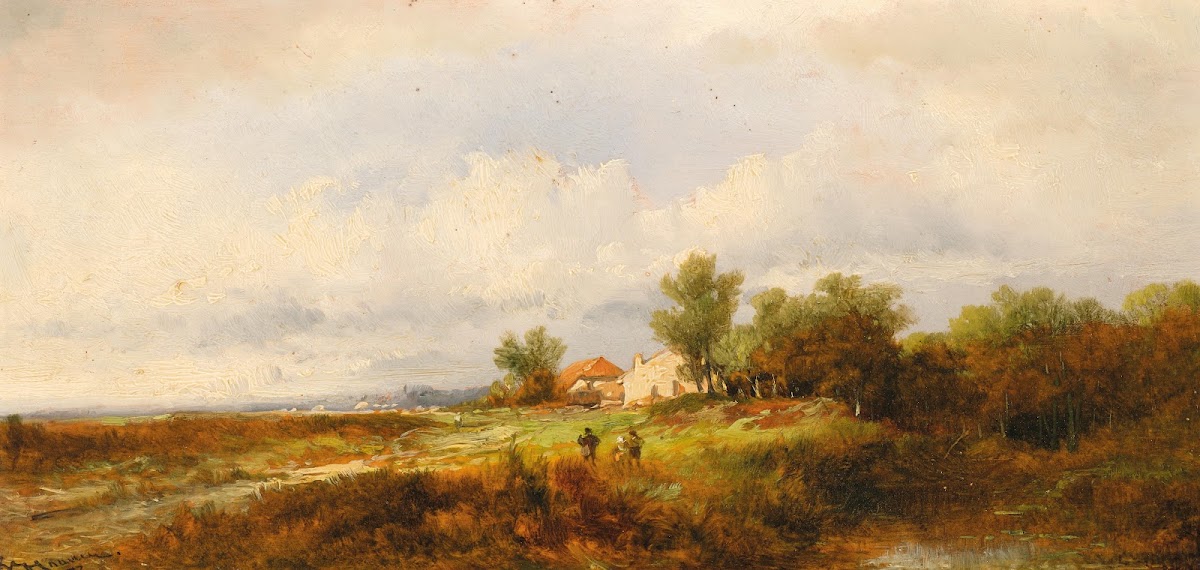 Weite Landschaft mit Heimkehrern 1873