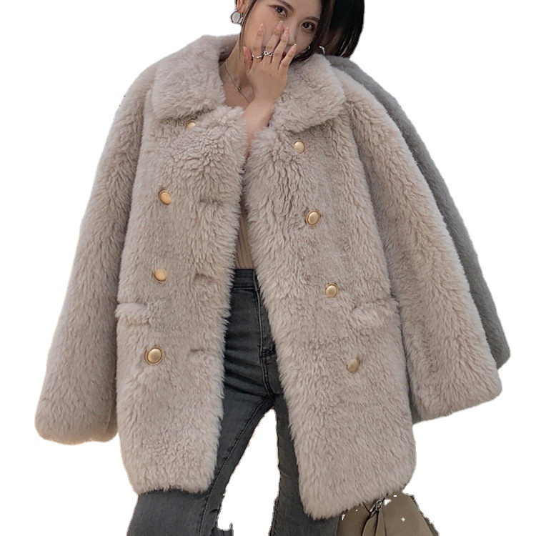 Faux Sheepskin Coat, Mid-Length, Women