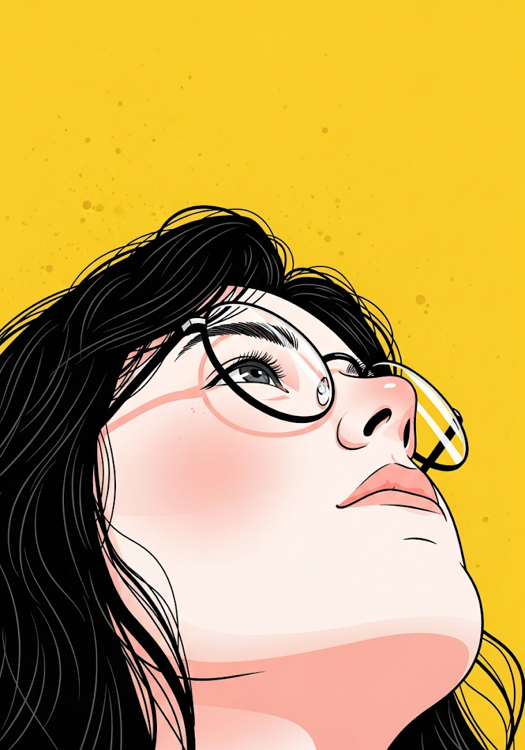 Glasses Girl Yellow Background