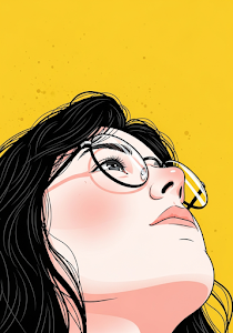 Glasses Girl Yellow Background