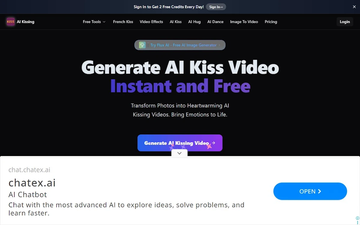 Captura de AI Kissing - Free Online Kiss AI Video Generator