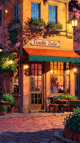 Cozy Cafe at Vivid Sunset