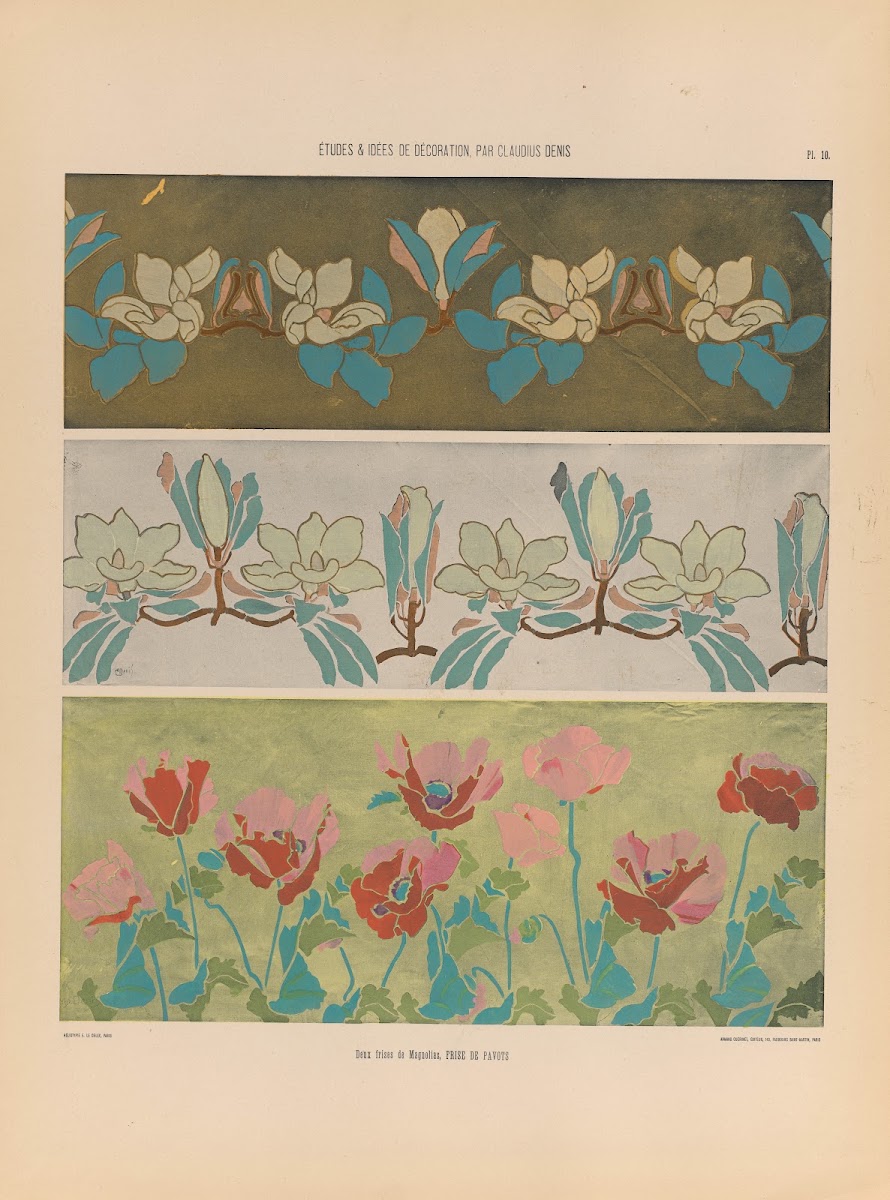 Deux frises de Magnolias FRISE DE PAVOTS 1920