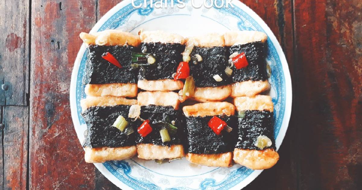 Đậu khuôn cuộn rong biển kho chay