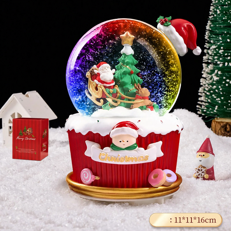 Weihnachtliche Schneekugel mit Spieluhr und Kutschen-Design
