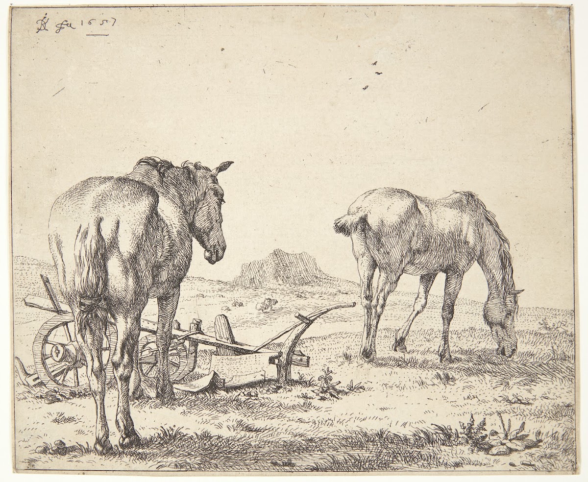 To heste og en plov 1657