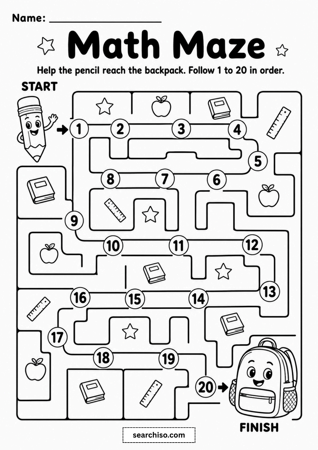 Math Maze Number Counting Worksheet