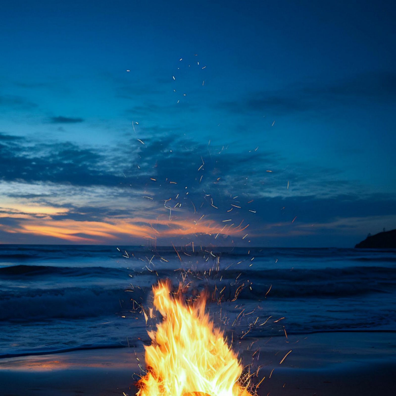 Download Beach Bonfire Under Dusk Sky 2K iPhone
