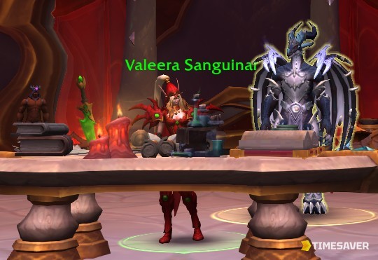 Valeera Sanguinar, the WoW Midnight Delve companion NPC, stationed at the delver's table
