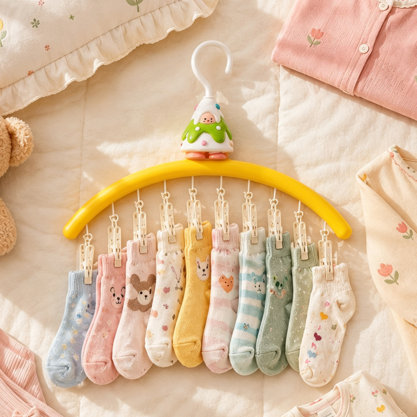 Cartoon drying rack with clips