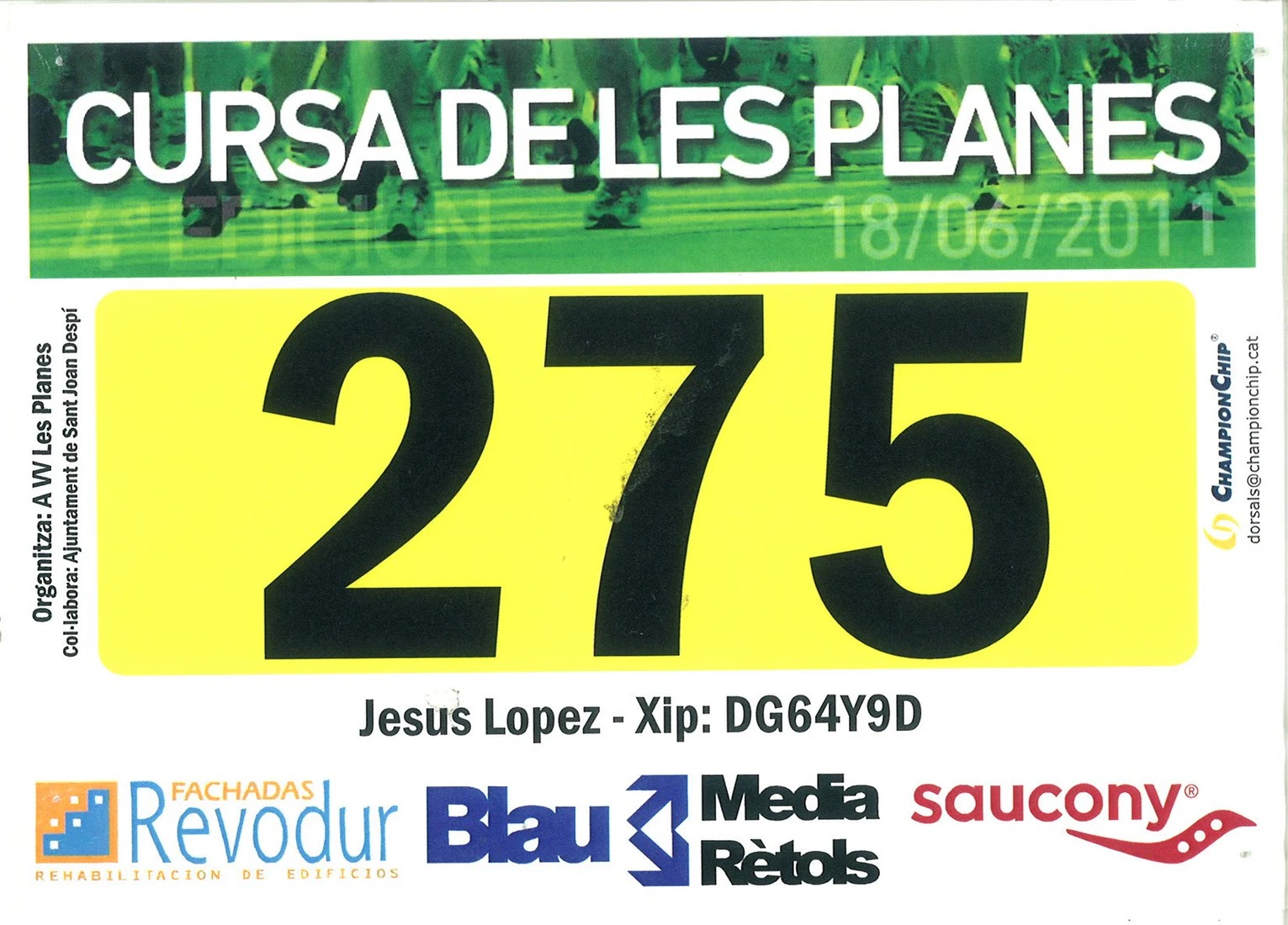 Dorsal de Cursa Les Planes