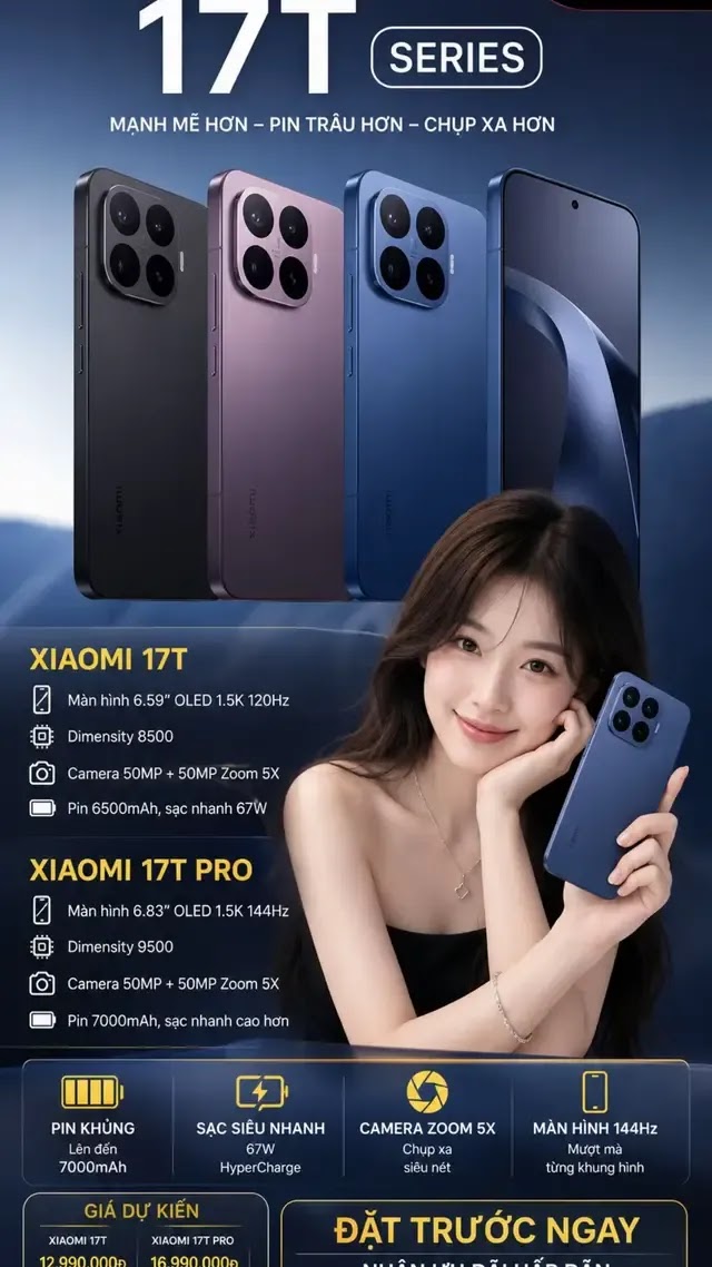 Xiaomi 17T Series Lộ Diện Với Pin 7000mAh, Màn Hình 144Hz Và Camera Zoom 5X #Xiaomi17T #Xiaomi17TPro #Dimensity9500 #Xia