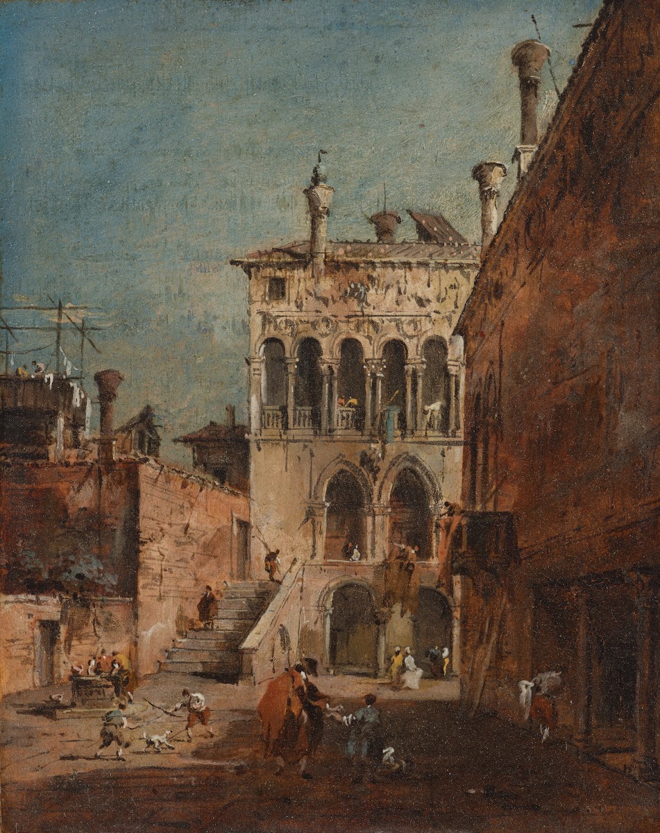 An architectural capriccio with a campiello