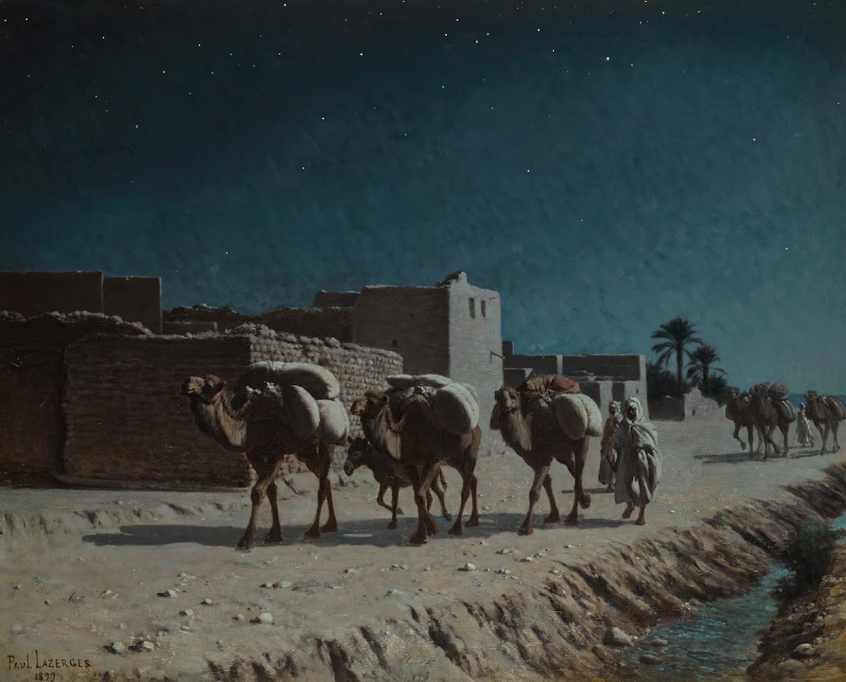 Camel Train By Moonlight 1899