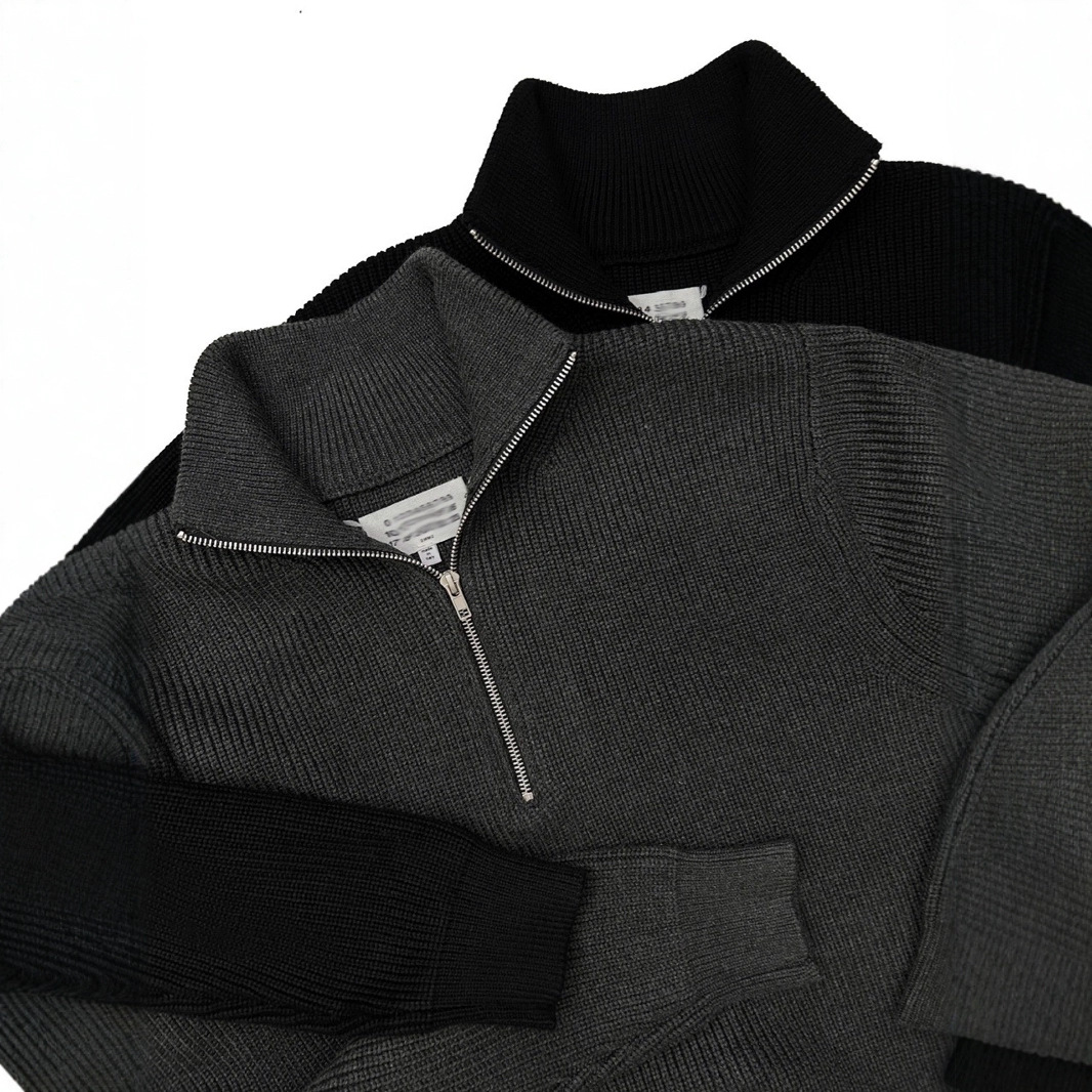 Unisex-Strickpullover mit Reißverschluss, Baumwollmischung