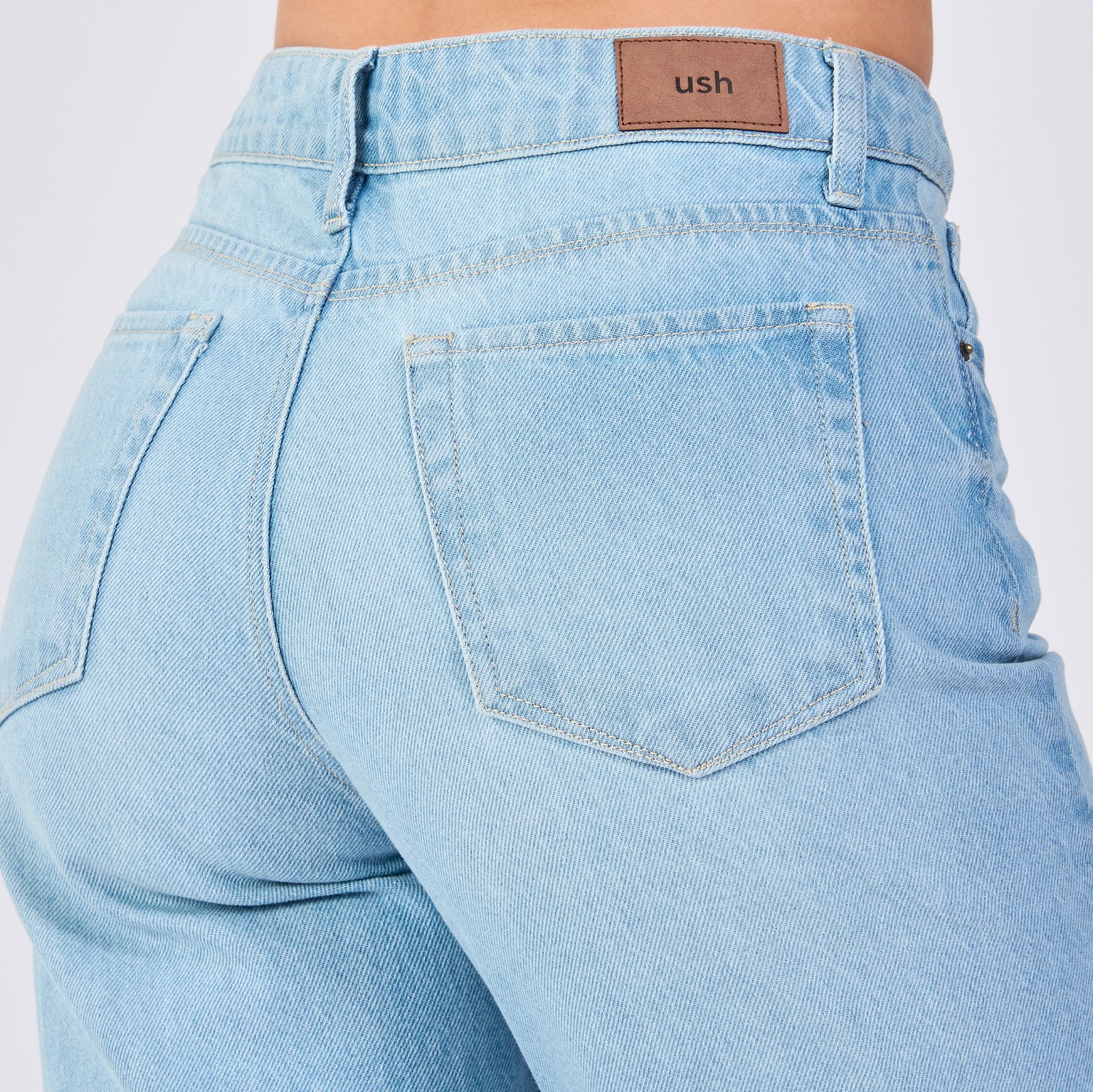 Jean straight rígido tiro medio 100% algodón, color baby blue - Vista 6