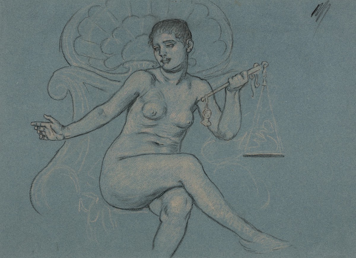 Study for central figure in Corrupt legislation 1895