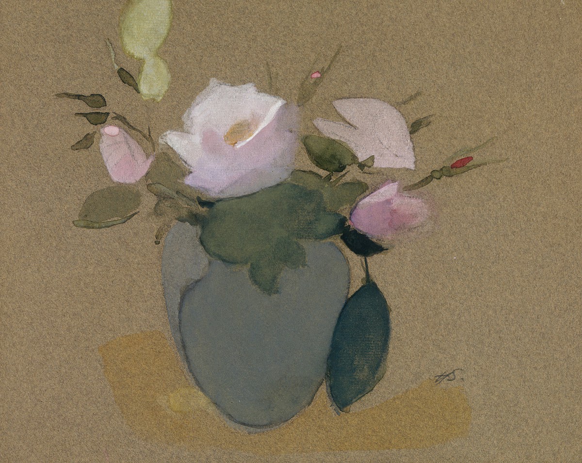 Roses in a Blue Green Vase 1942