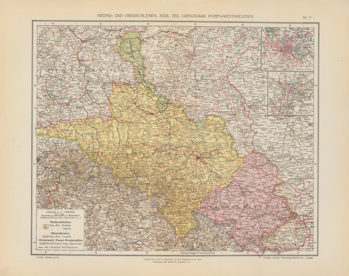 Nieder  und Oberschlesien südl Teil Grenzmark Posen Westpreussen 1923