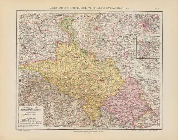 Nieder  und Oberschlesien südl Teil Grenzmark Posen Westpreussen 1923