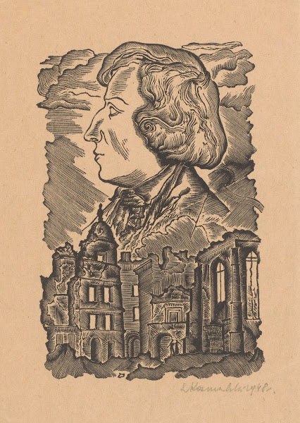 Portrait Of FréDéRic Chopin Above A Ruined City 1948
