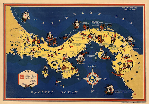 Pictorial Map Of Historic Panama 1944