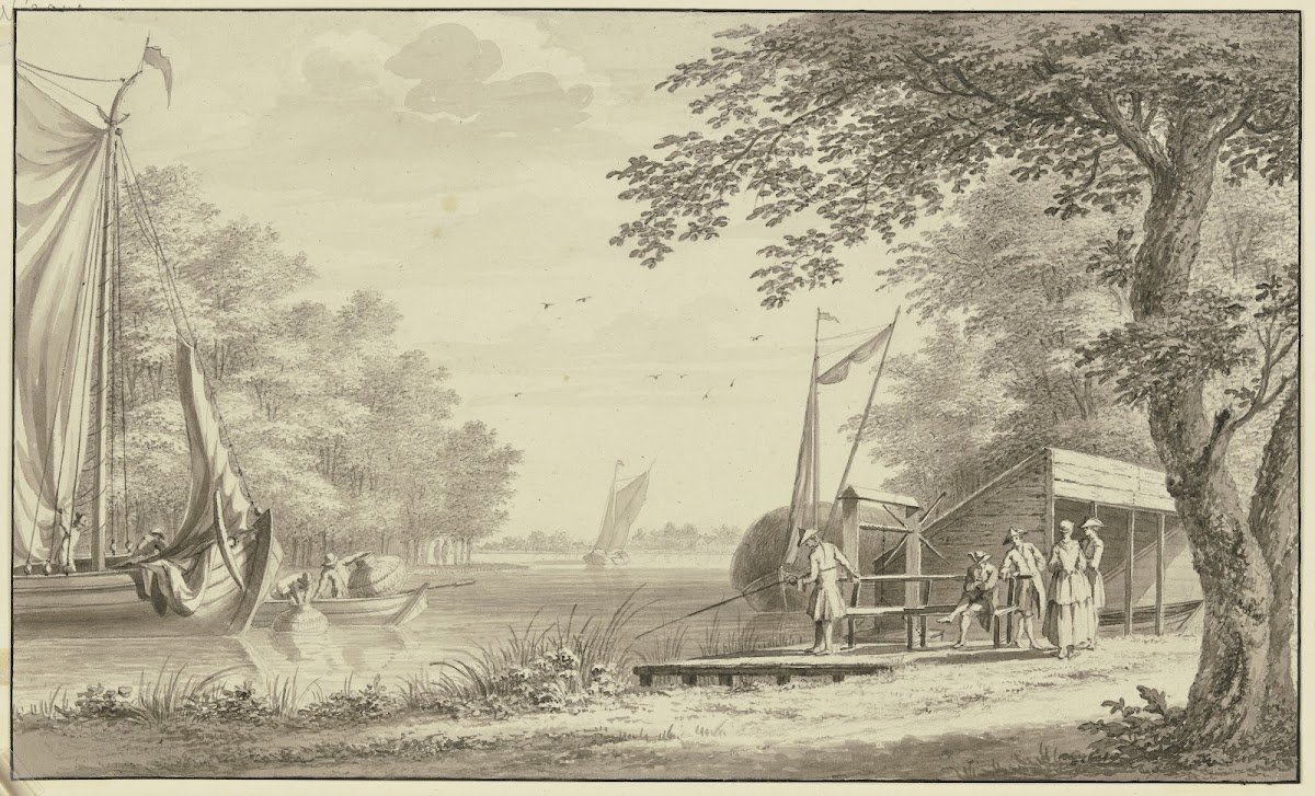 Landschaft mit Fluss und Fischern 1762