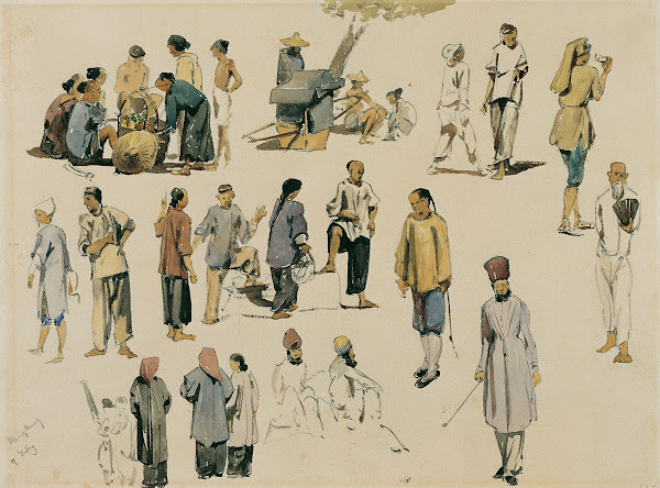 Figurenstudien von Chinesen 1858
