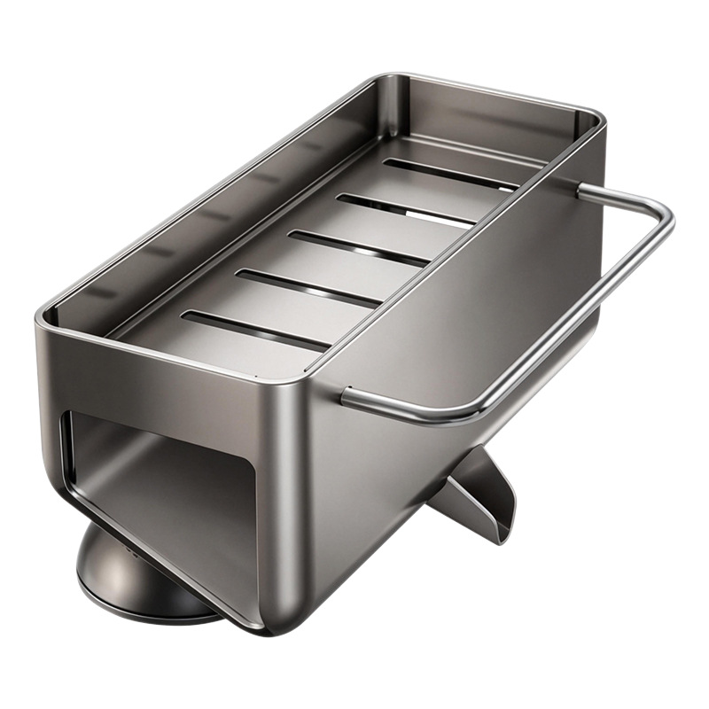 Kitchen shelf with draining rack, aluminum, suction cup
