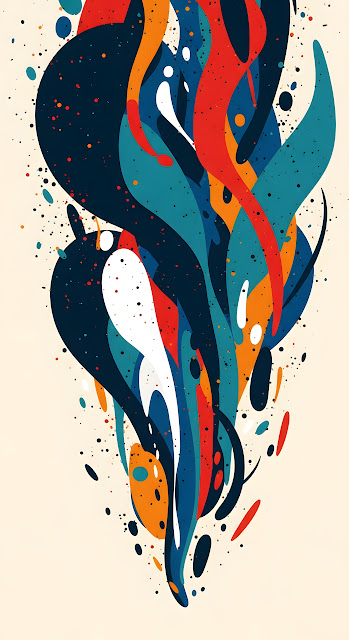 Dynamic Flowing Abstract Art with Vibrant Color Splatters - Free mobile Wallpaper