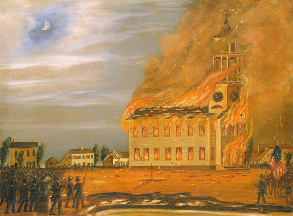 Burning of Old South Church Bath Maine c 1854