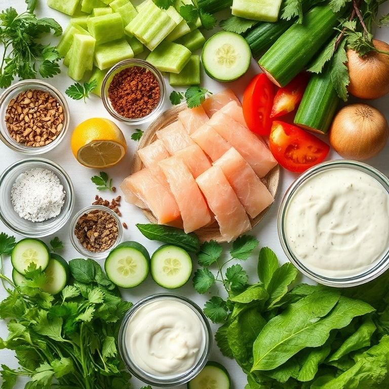 Ingredients for Easy California Roll Cucumber Salad with Creamy Dressing – Quick & Fresh Side Dish