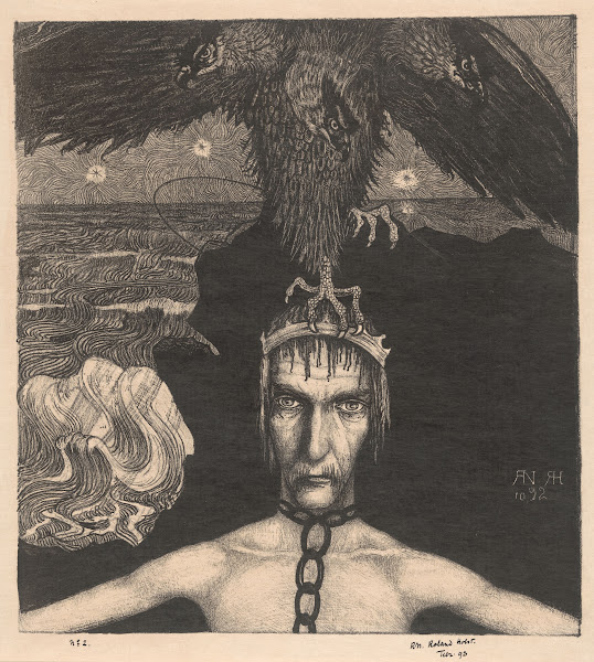 Geketende Man Met Driekoppige Roofvogel Op Het Hoofd 1893