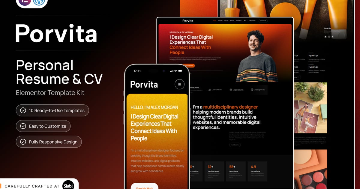 Portiva – Personal Resume & CV Elementor Template Kit Free Download – Envato Elements